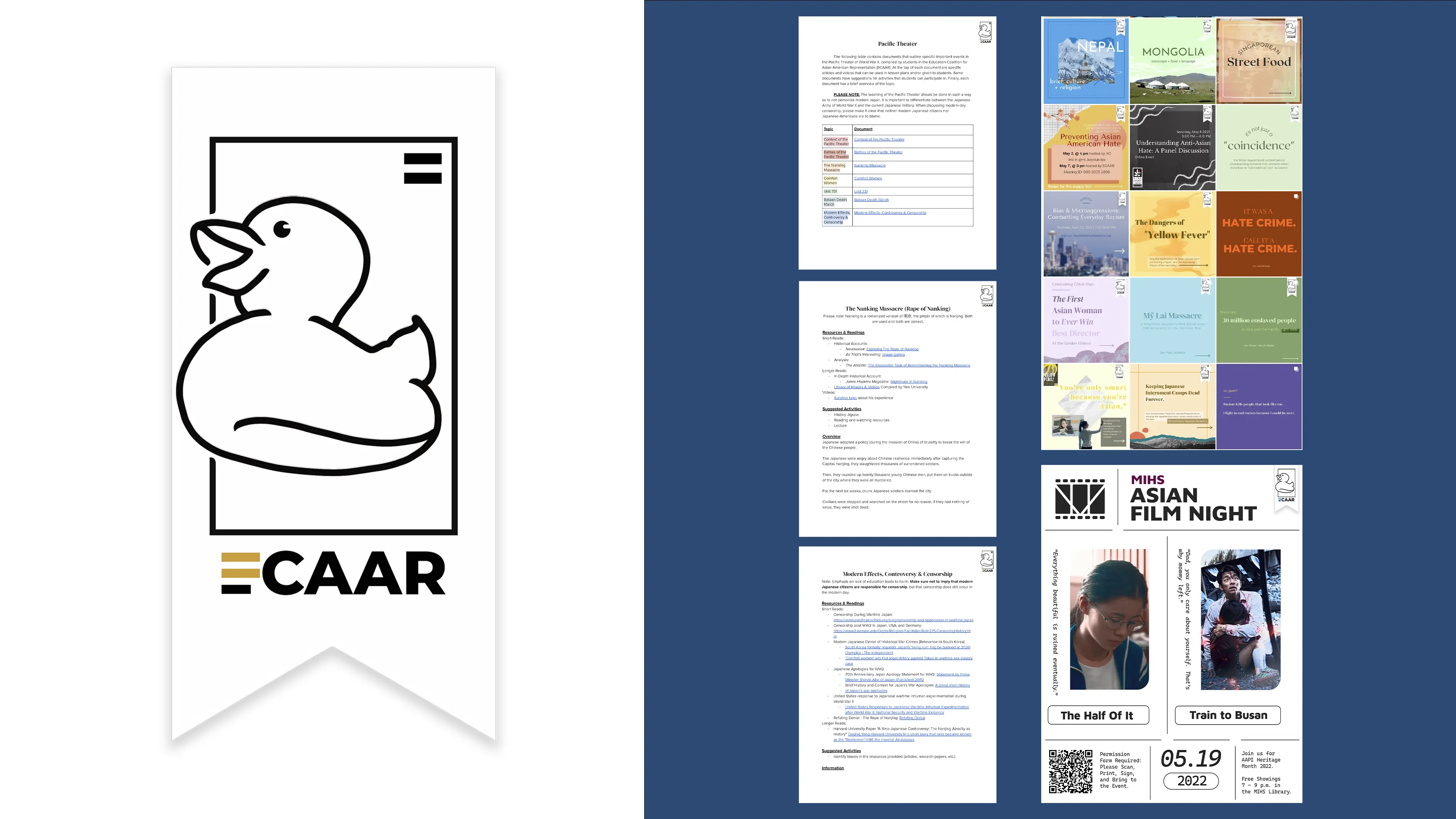 ECAAR primary logo in a bookmark-like frame.